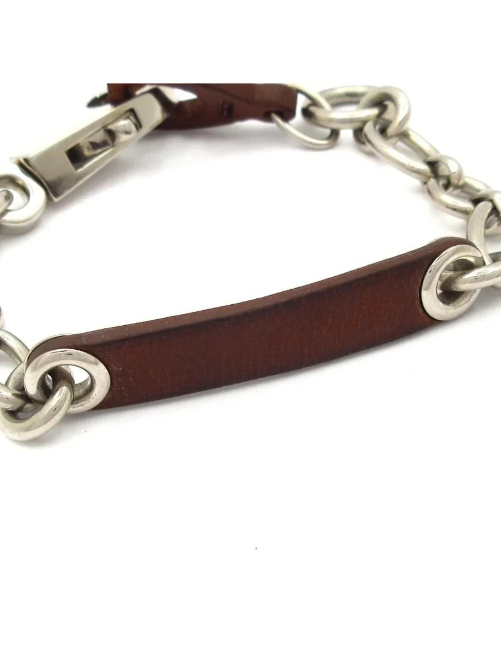 Hermes Bracelet Etelier Leather Dark Brown Silver